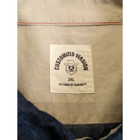 Dubinik Shirt Blue Men's Customized Version Button Down 3XL size XXXL - Picture 6 of 9